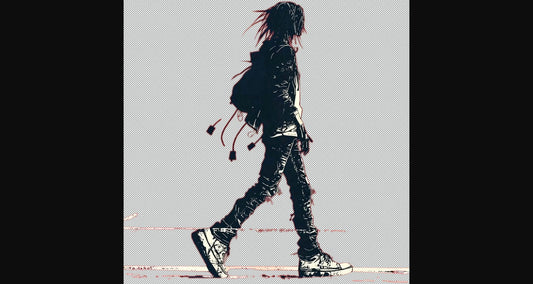 Full length Urban Character in Streetwear Composed of Overlapping Shapes and or Letters That Create Depth Texture and Movement With Transparent Background 028 SN2812 - Sweet As Hell Designs