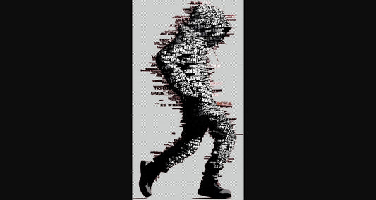 Full length Urban Character in Streetwear Composed of Overlapping Shapes and or Letters That Create Depth Texture and Movement With Transparent Background 031 SN2815 - Sweet As Hell Designs