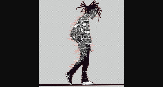 Full length Urban Character in Streetwear Composed of Overlapping Shapes and or Letters That Create Depth Texture and Movement With Transparent Background 033 SN2817 - Sweet As Hell Designs