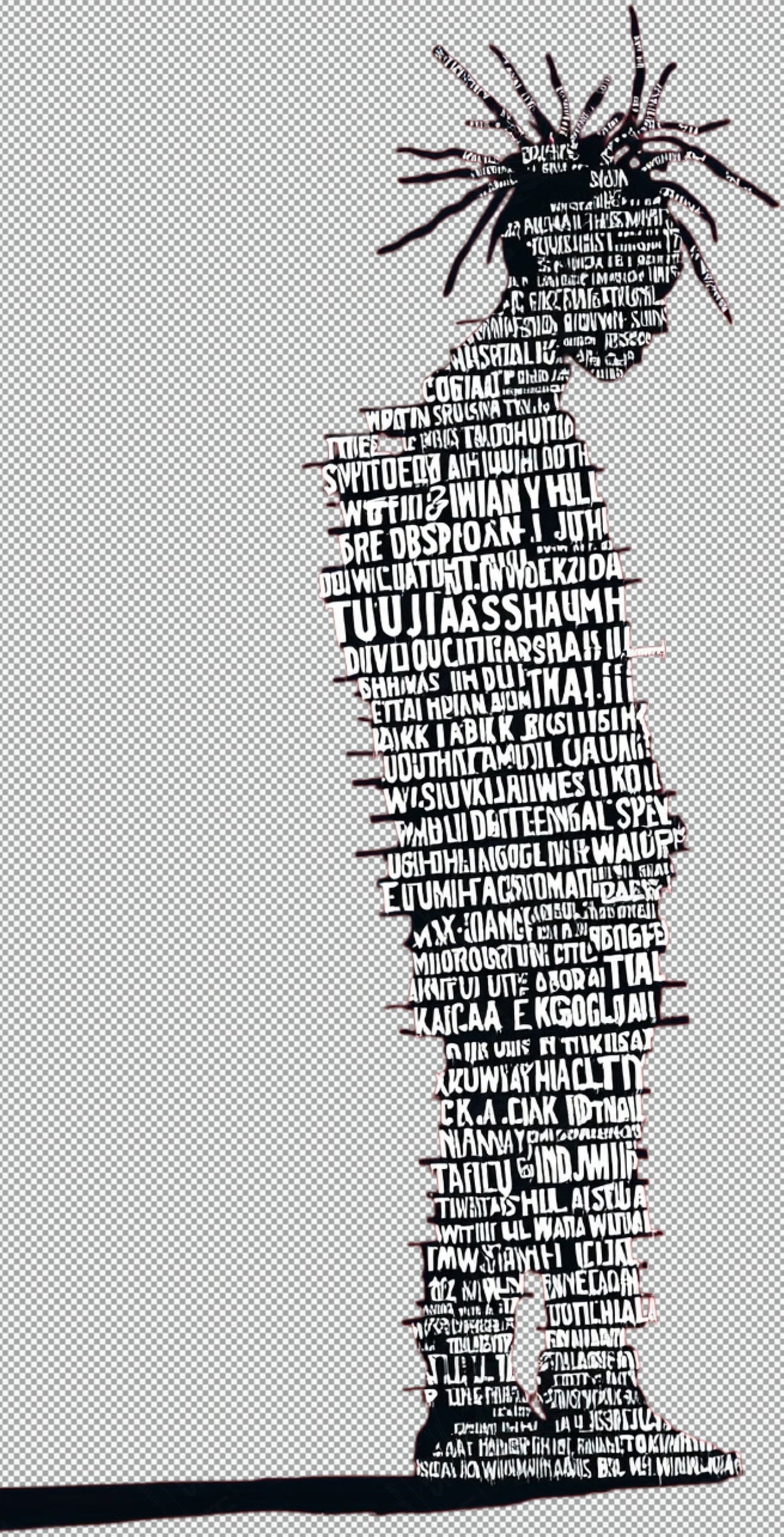 Full length Urban Character in Streetwear Composed of Overlapping Shapes and or Letters That Create Depth Texture and Movement With Transparent Background 036 SN2820 - Sweet As Hell Designs
