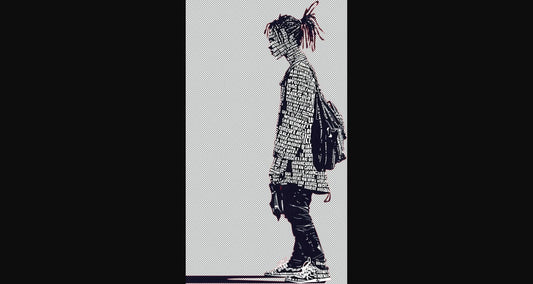 Full length Urban Character in Streetwear Composed of Overlapping Shapes and or Letters That Create Depth Texture and Movement With Transparent Background 038 SN2822 - Sweet As Hell Designs