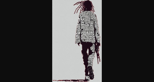 Full length Urban Character in Streetwear Composed of Overlapping Shapes and or Letters That Create Depth Texture and Movement With Transparent Background 039 SN2823 - Sweet As Hell Designs