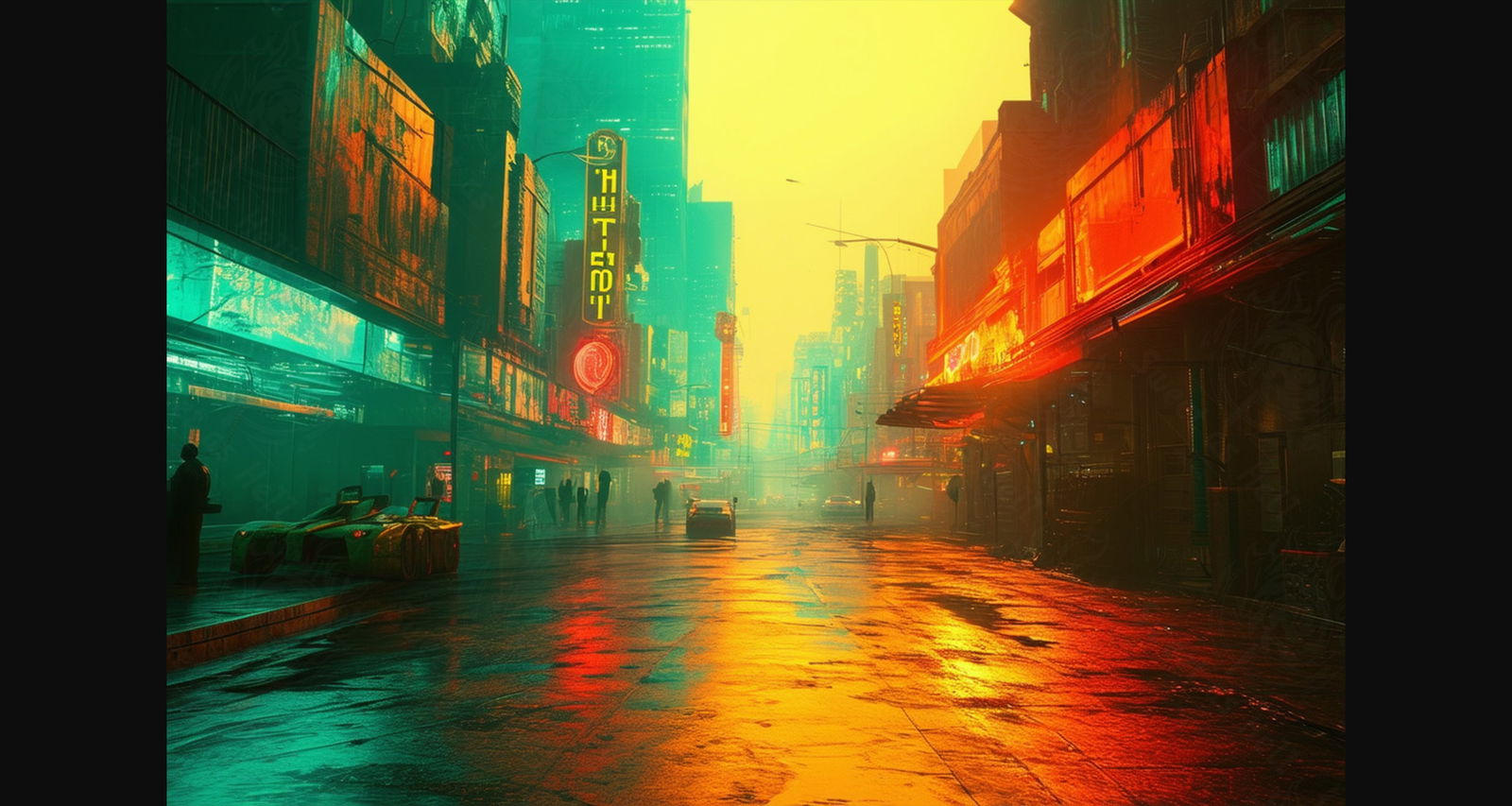 Gritty Street Level Illustration at Night with Colored Light Effects 3 by 2 0001 SN840 - Sweet As Hell Designs
