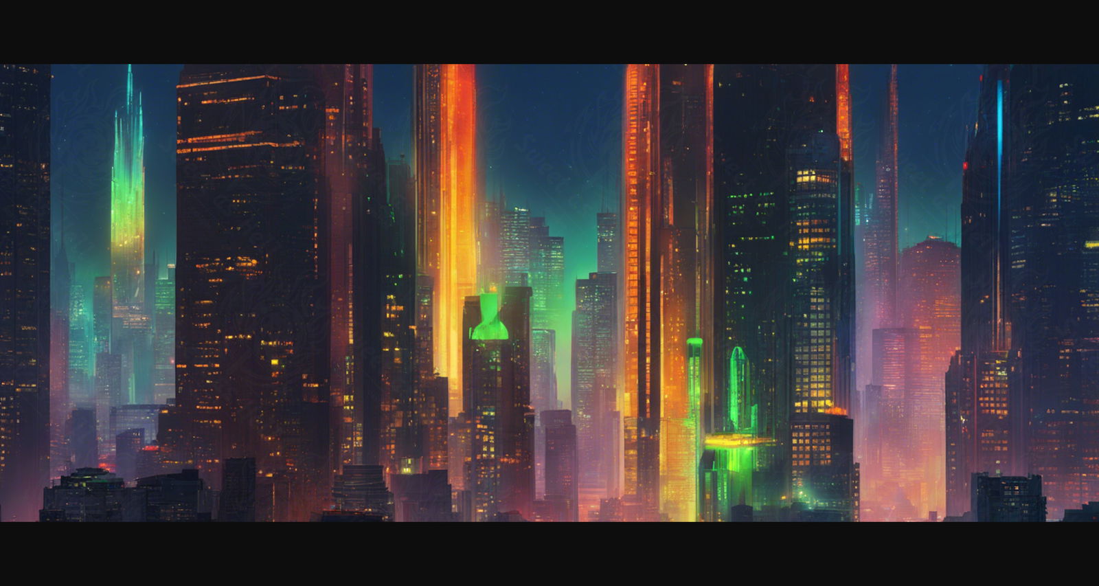 Illustrated Photo of Sprawling Cityscape During Twilight Hour 0003 SN901 - Sweet As Hell Designs