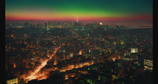 Illustrated Photo of a Sprawling Futuristic Cityscape at Night 0008 SN873 - Sweet As Hell Designs