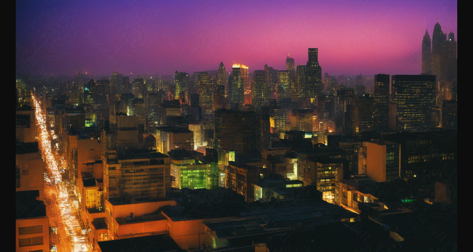 Illustrated Photo of a Sprawling Futuristic Cityscape at Night 0014 SN879 - Sweet As Hell Designs