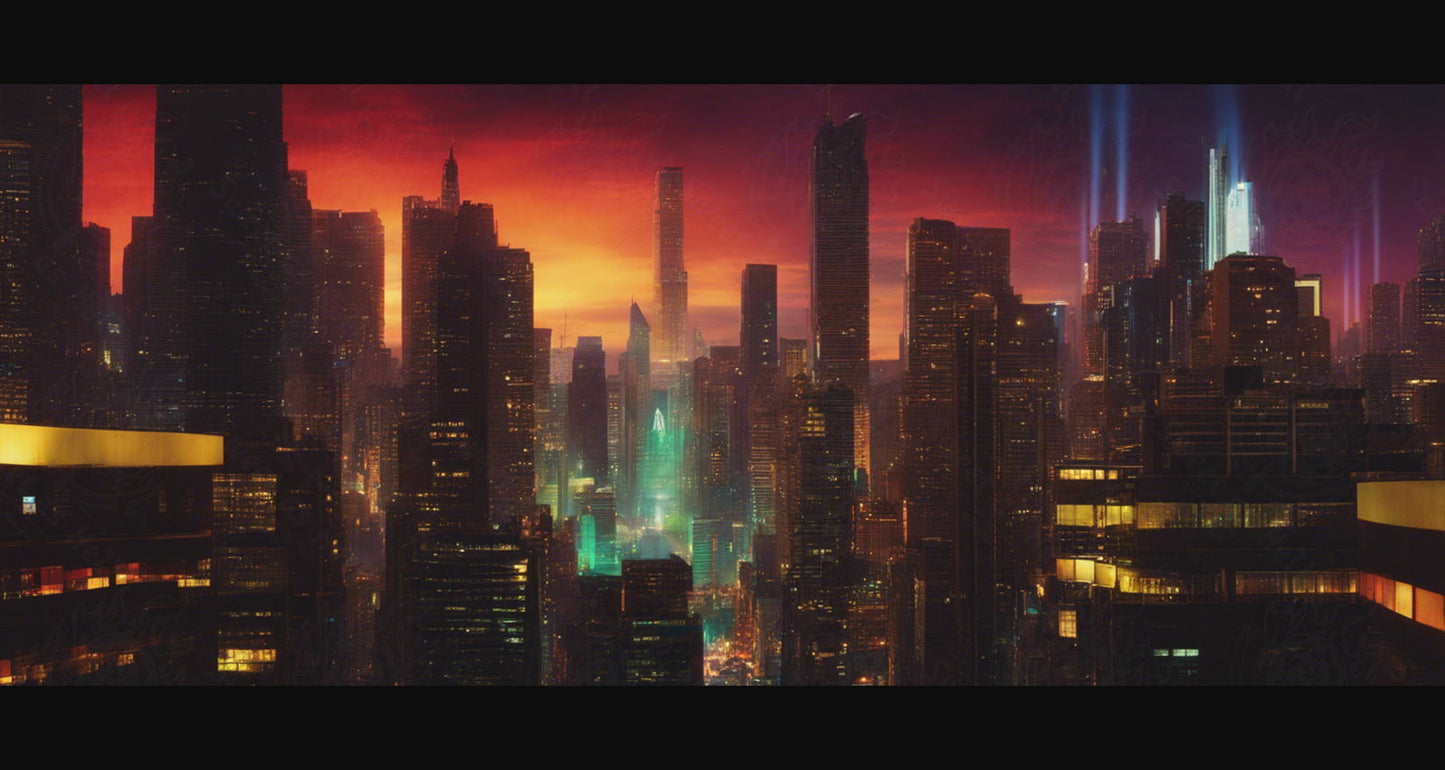 Illustrated Photo of a Sprawling Futuristic Cityscape at Night 0028 SN893 - Sweet As Hell Designs