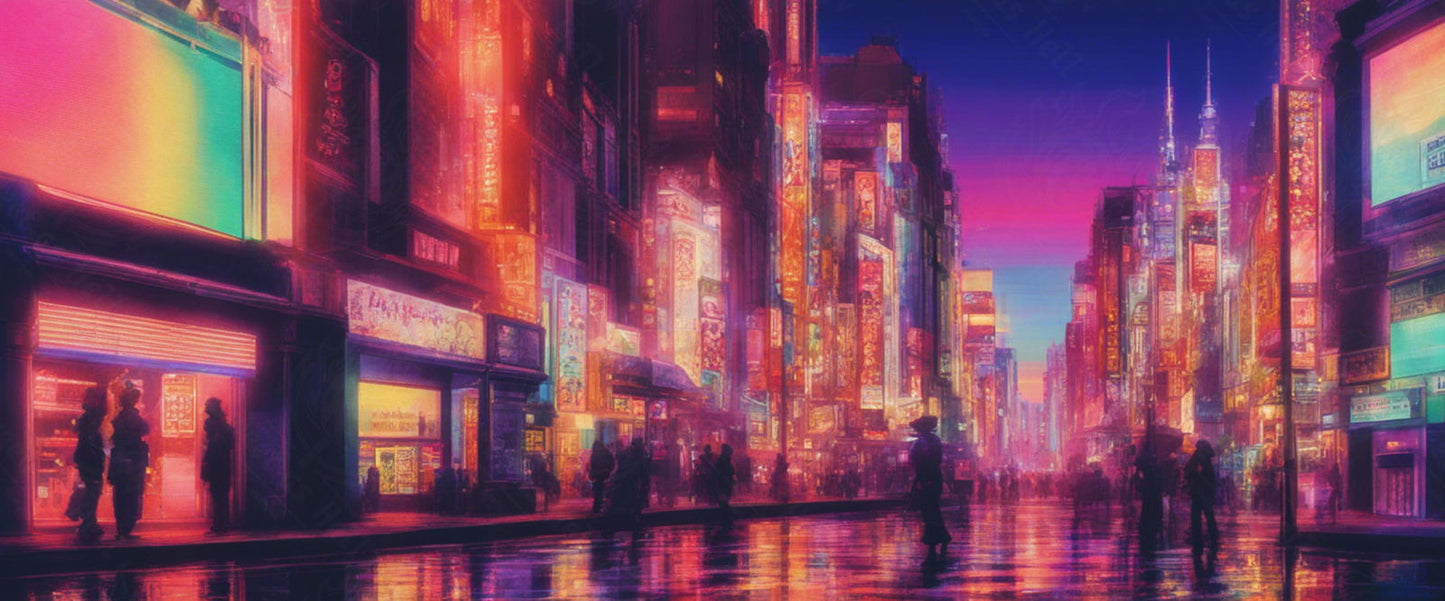 Lo fi Cityscape Pixel Art 21 by 9 0002 SN916 - Sweet As Hell Designs