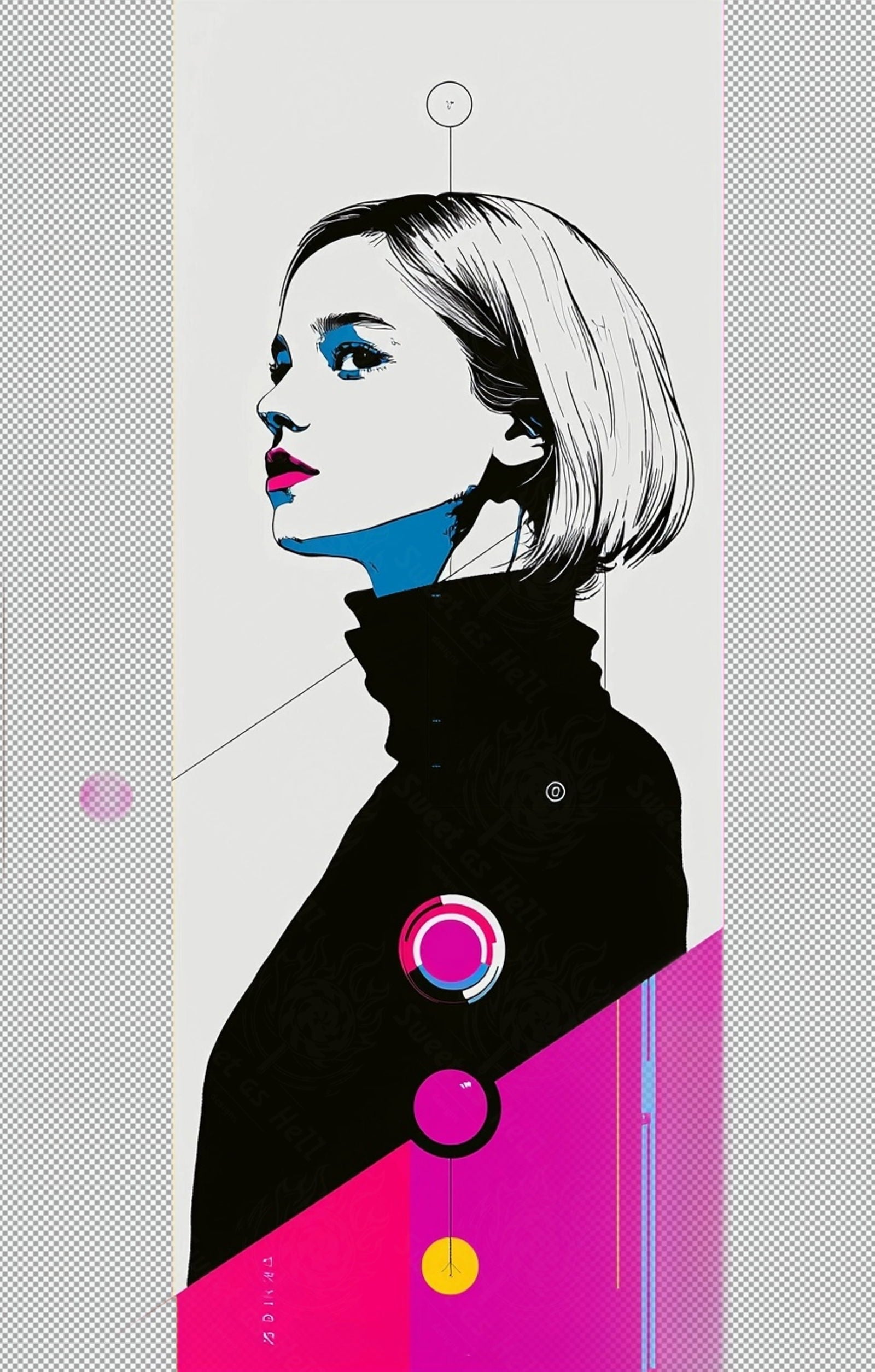 Modern Art Styled Fashion Ad Photo With A Transparent Background 011 SN2838 - Sweet As Hell Designs