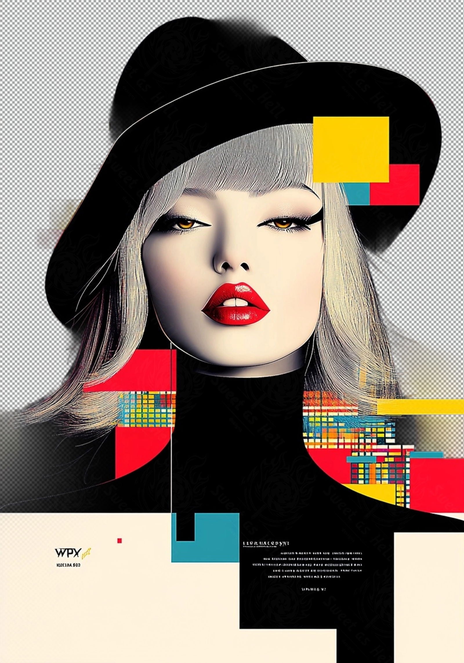 Modern Art Styled Fashion Ad Photo With A Transparent Background 044 SN2871 - Sweet As Hell Designs