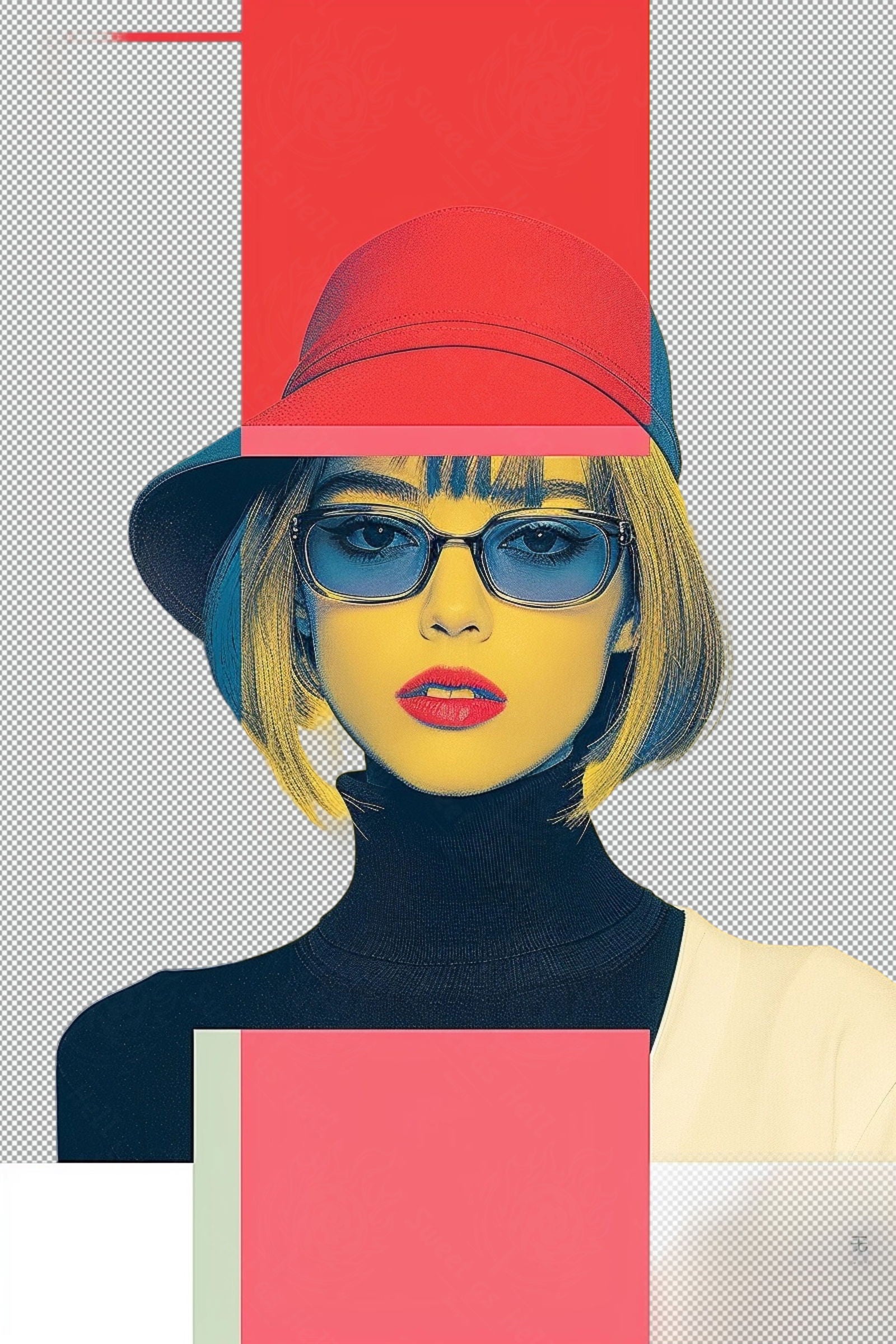 Modern Art Styled Fashion Ad Photo With A Transparent Background 112 SN2939 - Sweet As Hell Designs