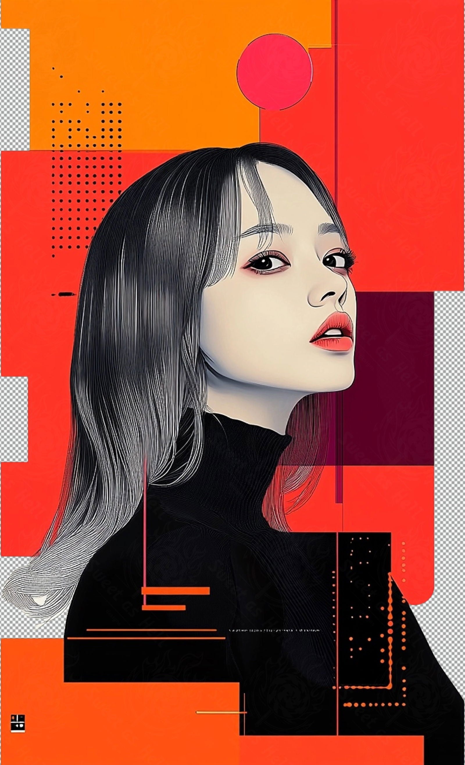 Modern Art Styled Fashion Ad Photo With A Transparent Background 141 SN2968 - Sweet As Hell Designs