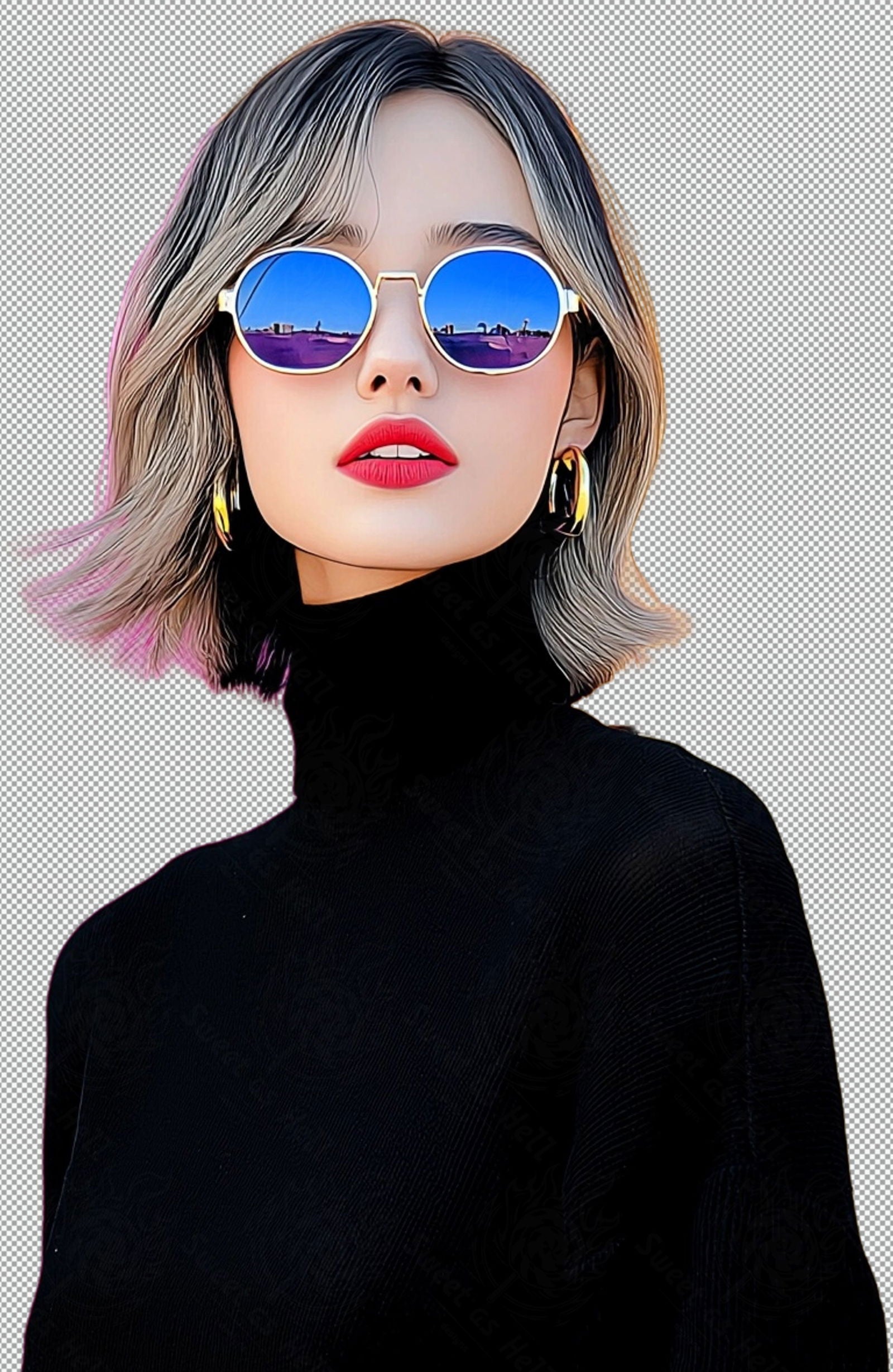 Modern Art Styled Fashion Ad Photo With A Transparent Background 150 SN2977 - Sweet As Hell Designs