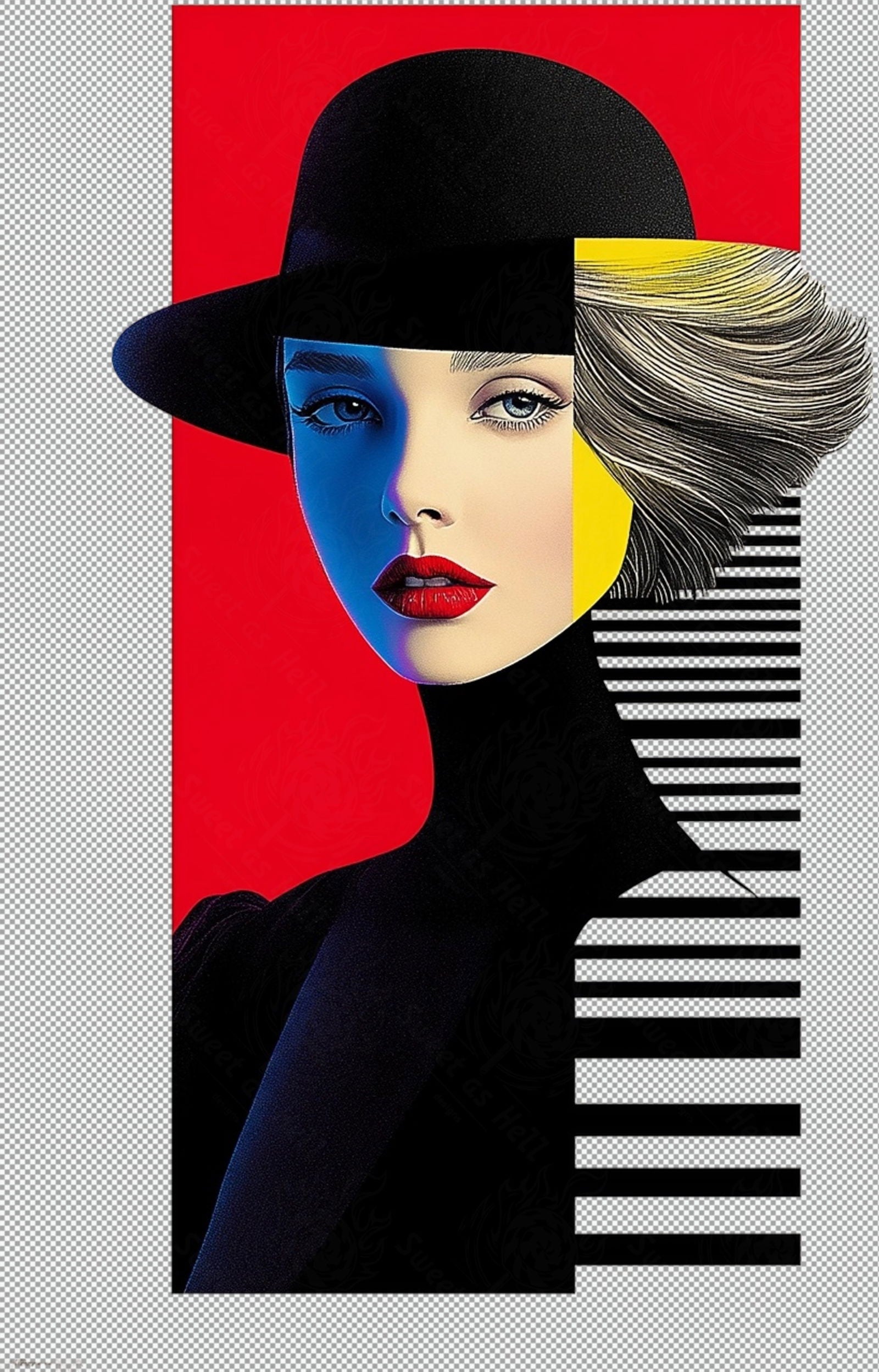 Modern Art Styled Fashion Ad Photo With A Transparent Background 158 SN2985 - Sweet As Hell Designs