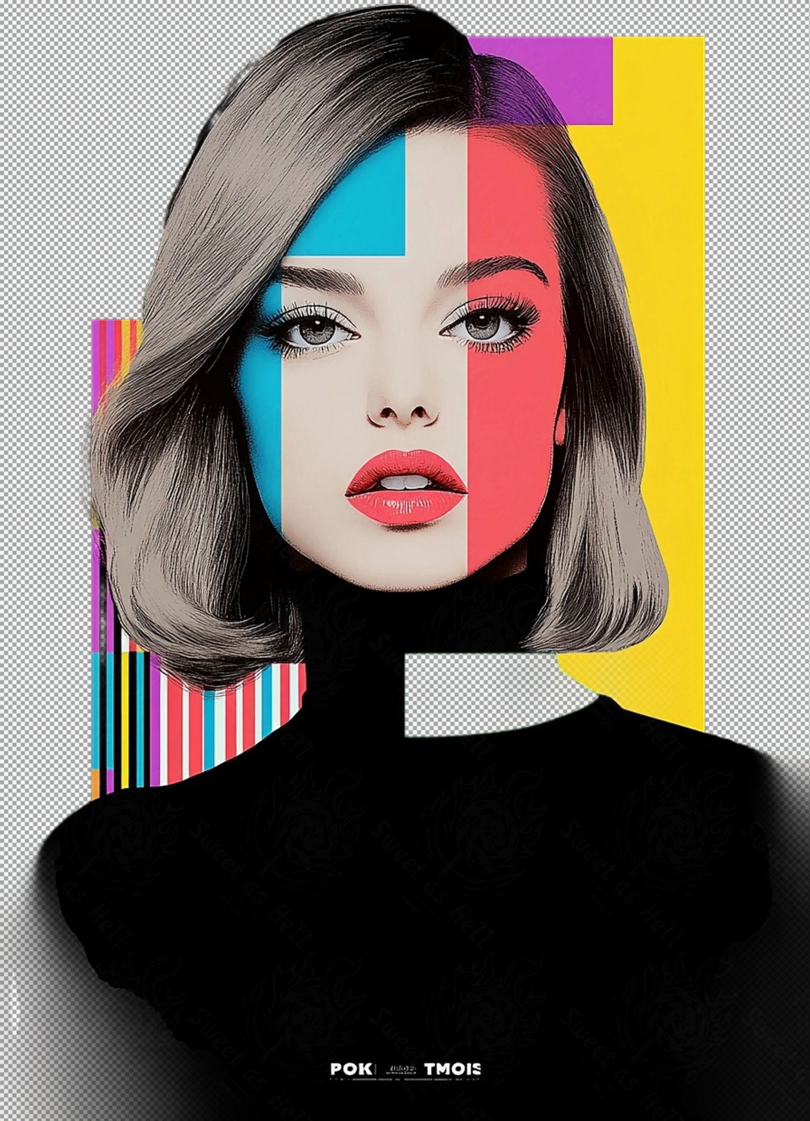 Modern Art Styled Fashion Ad Photo With A Transparent Background 159 SN2986 - Sweet As Hell Designs