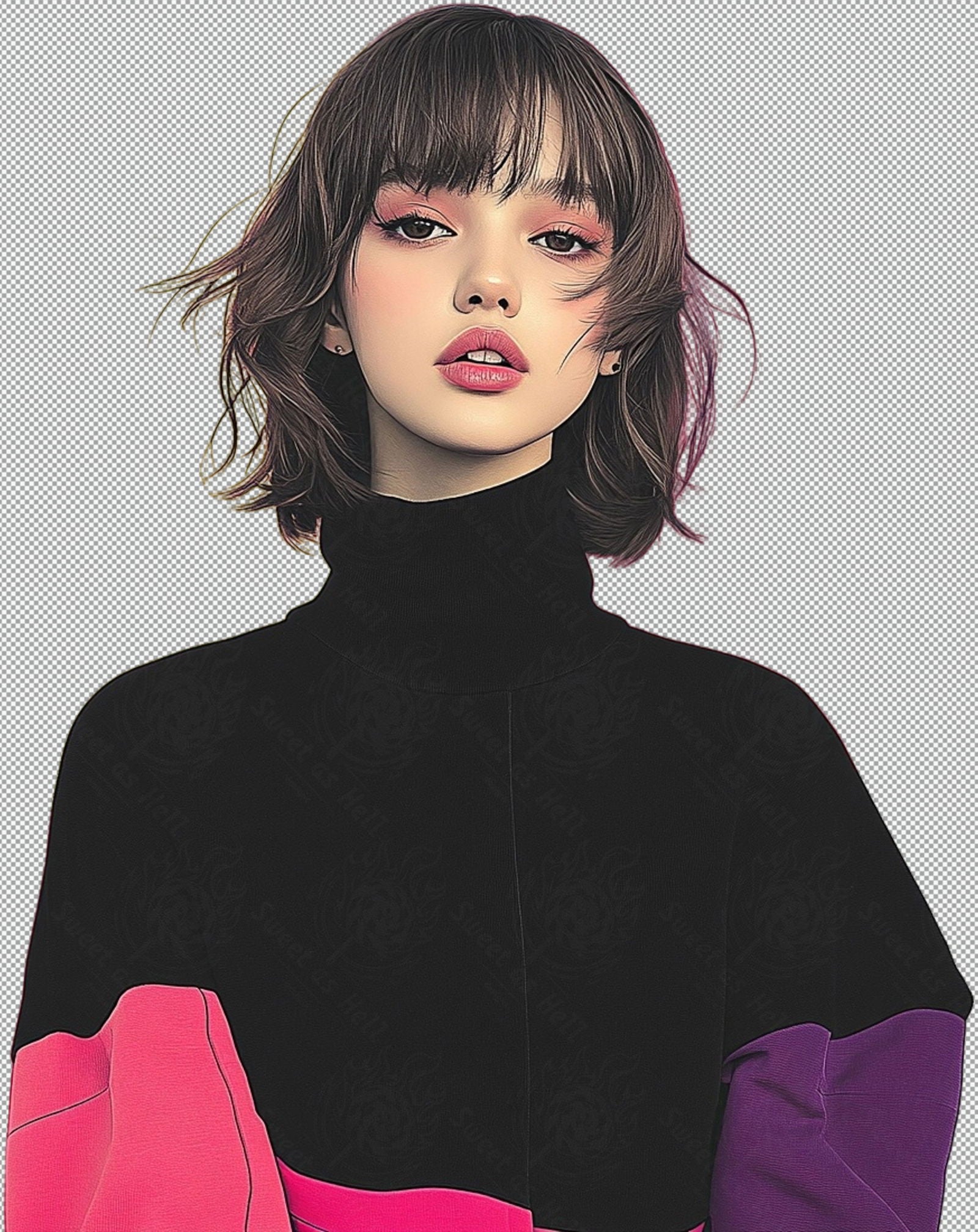 Modern Art Styled Fashion Ad Photo With A Transparent Background 177 SN3004 - Sweet As Hell Designs