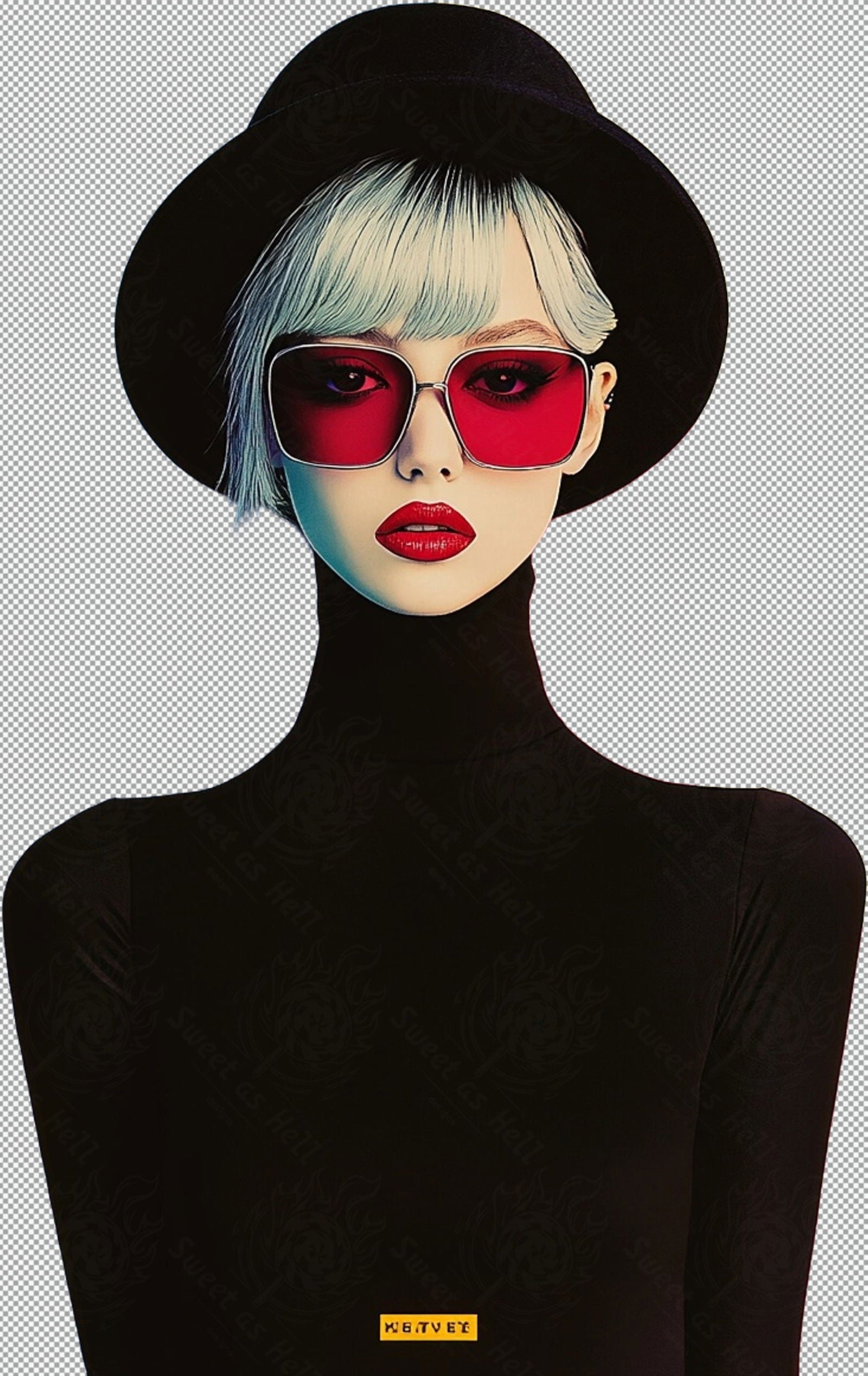 Modern Art Styled Fashion Ad Photo With A Transparent Background 179 SN3006 - Sweet As Hell Designs