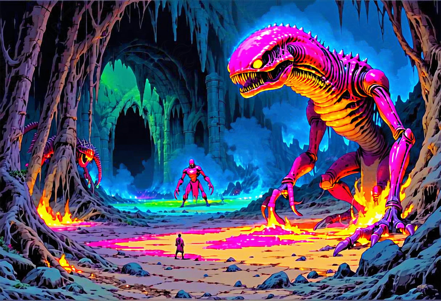 Neon Dinosaur Cavern SN3081 - Sweet As Hell Designs