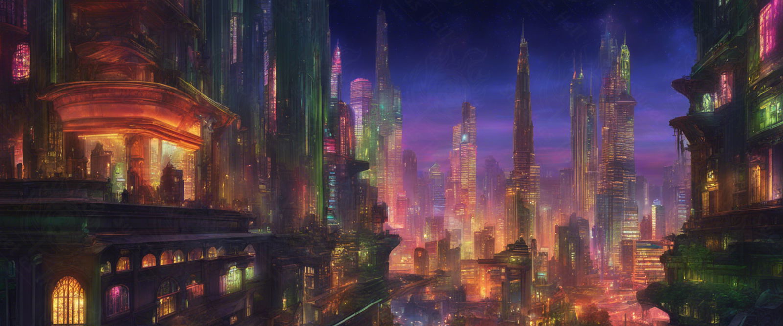 Sci Fi City Illustration Seen From An Elevated View 0003 SN949 - Sweet As Hell Designs