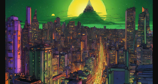 Sci Fi Cityscape with Aerial Objects Off Into The Distance 0001 SN950 - Sweet As Hell Designs