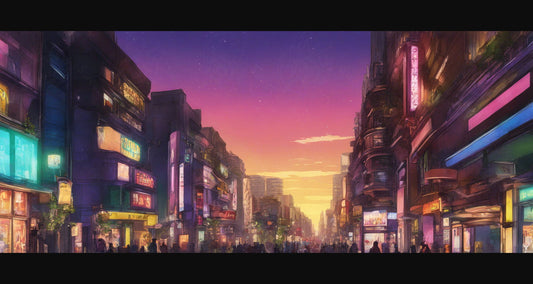 Street Level Illustrated View of a Densely Populated City Set Sometime in the Near Future 0003 SN954 - Sweet As Hell Designs