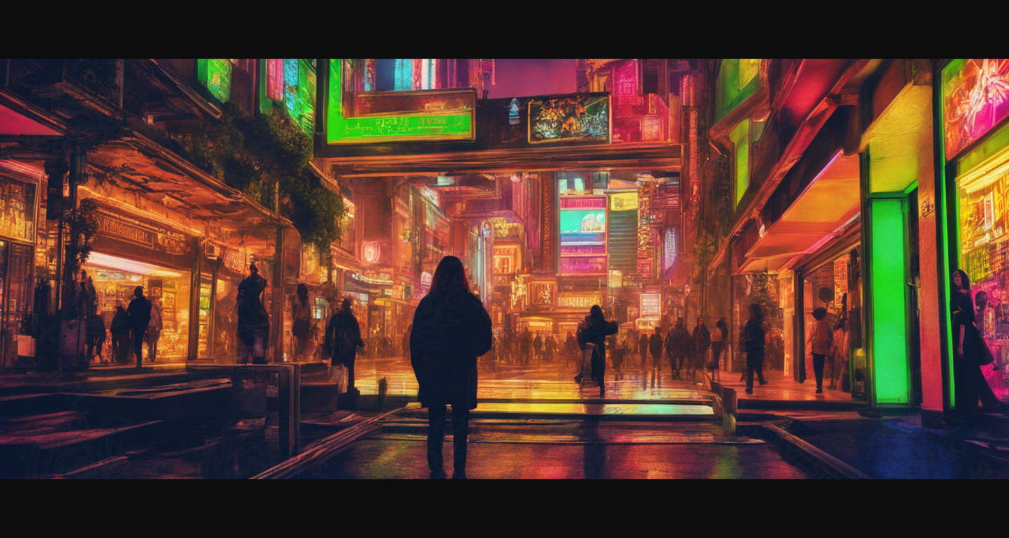Street Level Illustrated View of a Densely Populated City Set Sometime in the Near Future 0004 SN955 - Sweet As Hell Designs