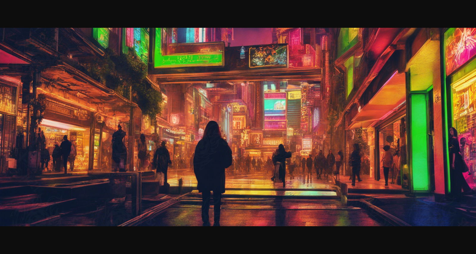 Street Level Illustrated View of a Densely Populated City Set Sometime in the Near Future 0004 SN955 - Sweet As Hell Designs
