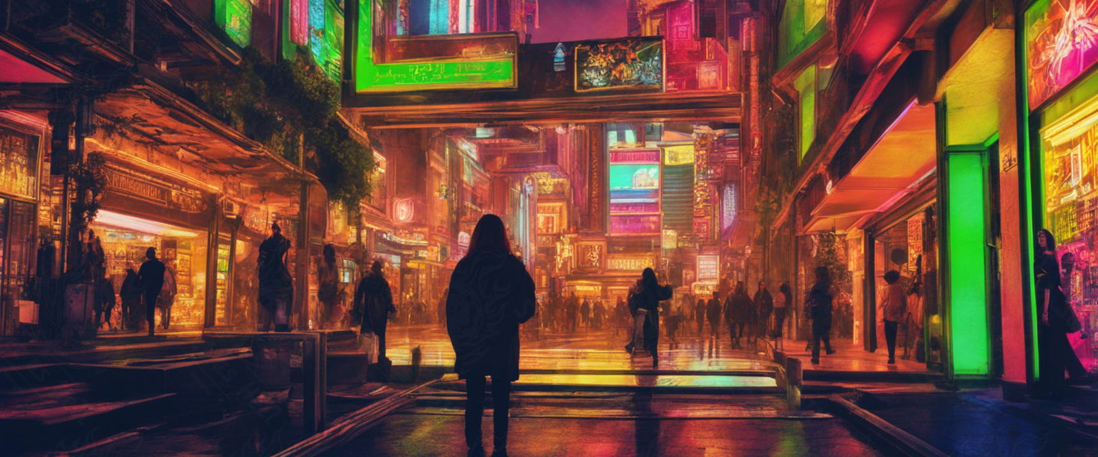 Street Level Illustrated View of a Densely Populated City Set Sometime in the Near Future 0004 SN955 - Sweet As Hell Designs