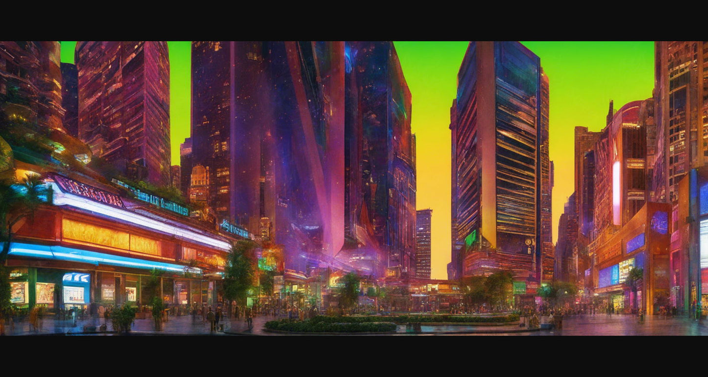 Street Level Illustrated View of a Densely Populated City Set Sometime in the Near Future 0005 SN956 - Sweet As Hell Designs