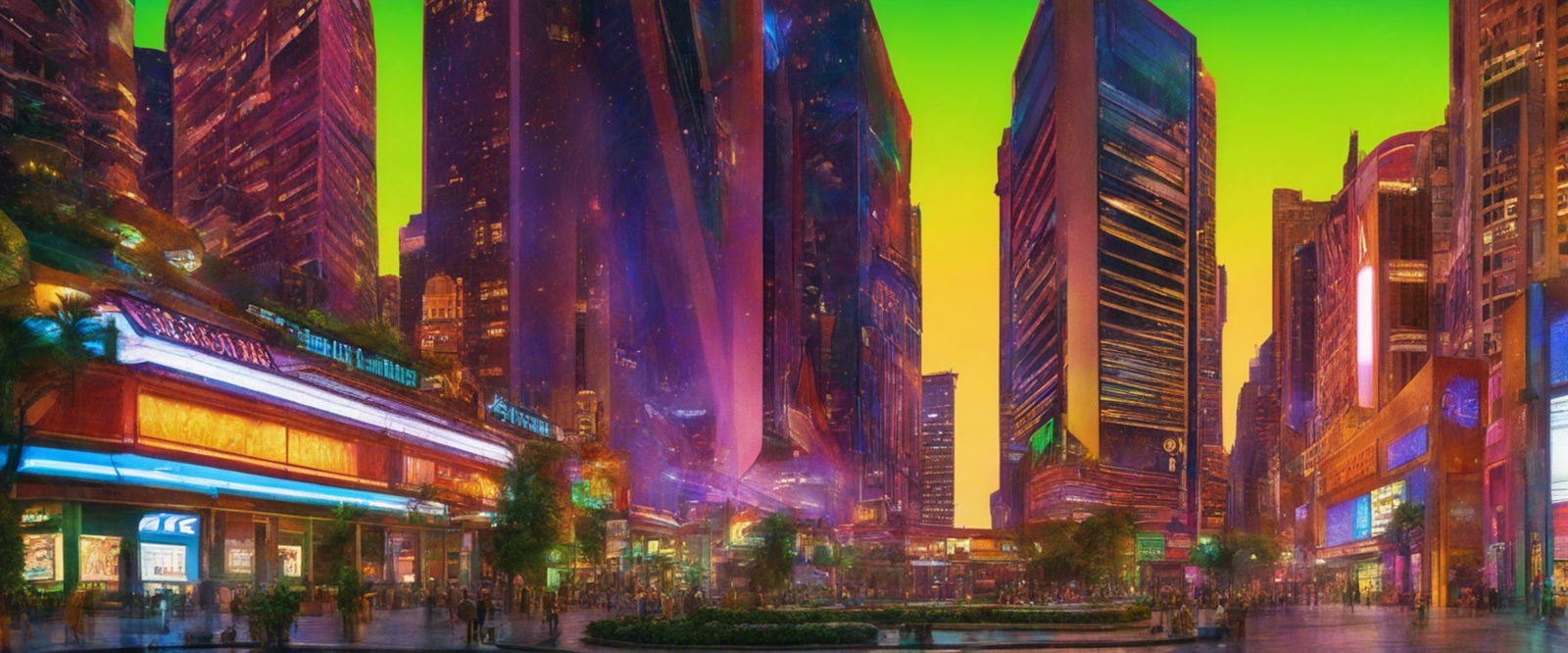 Street Level Illustrated View of a Densely Populated City Set Sometime in the Near Future 0005 SN956 - Sweet As Hell Designs