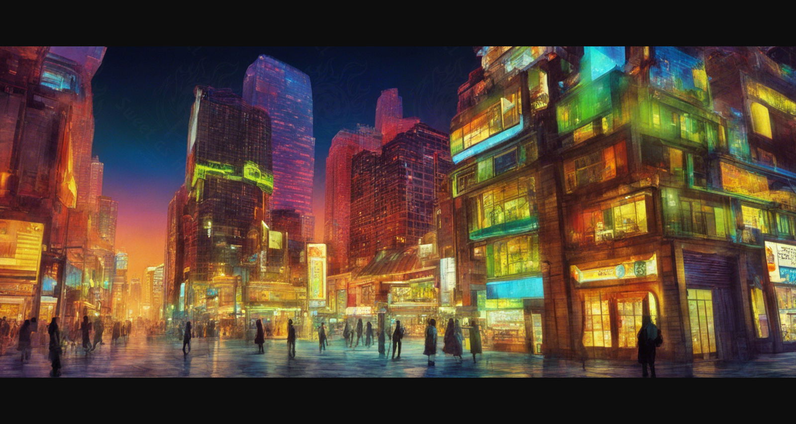Street Level Illustrated View of a Densely Populated City Set Sometime in the Near Future 0006 SN957 - Sweet As Hell Designs