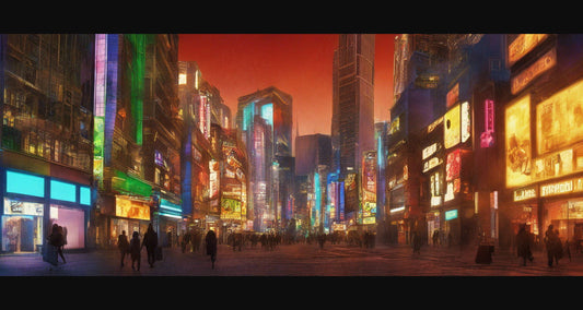 Street Level Illustrated View of a Densely Populated City Set Sometime in the Near Future 0007 SN958 - Sweet As Hell Designs