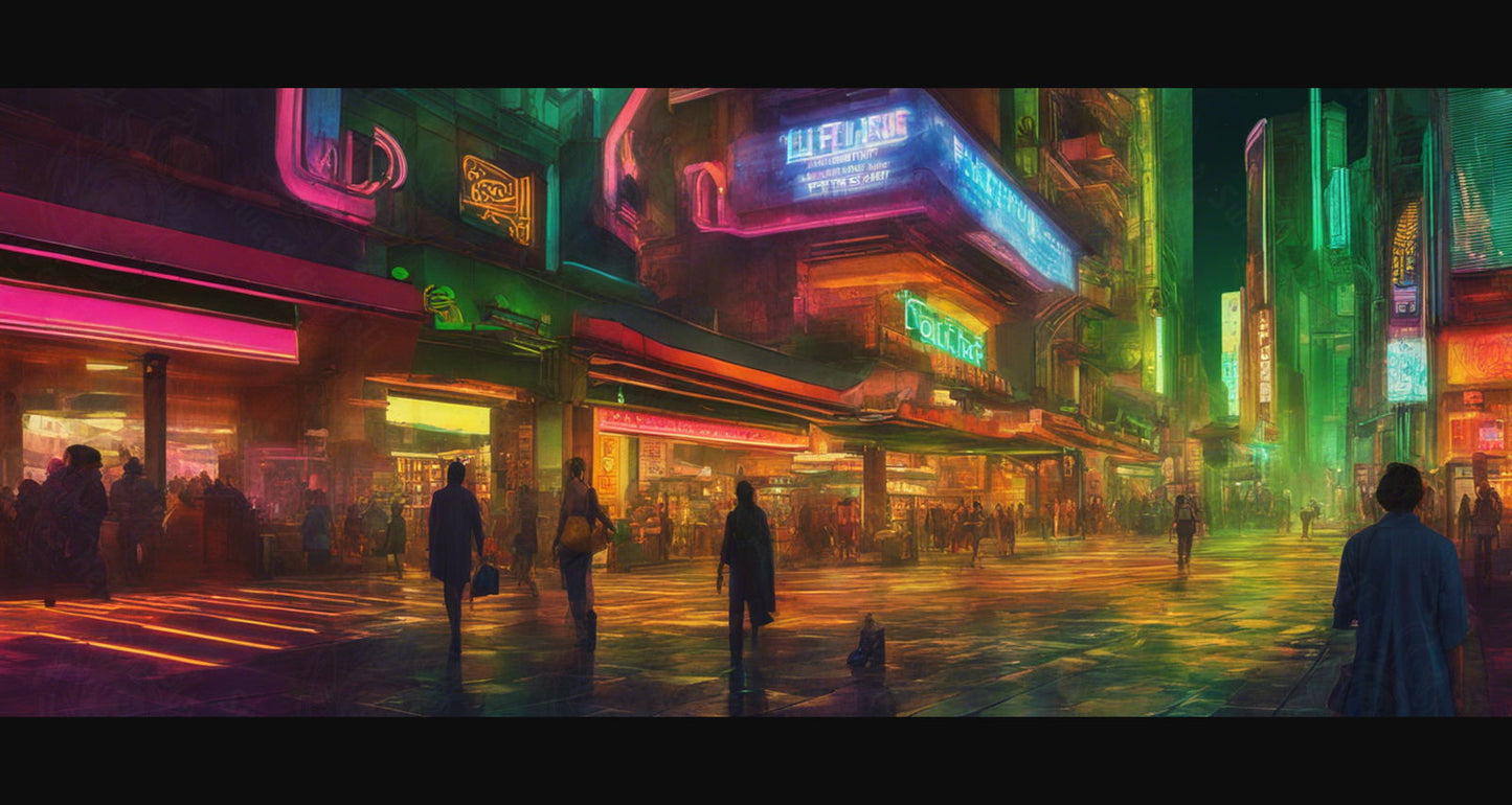 Street Level Illustrated View of a Densely Populated City Set Sometime in the Near Future 0008 SN959 - Sweet As Hell Designs