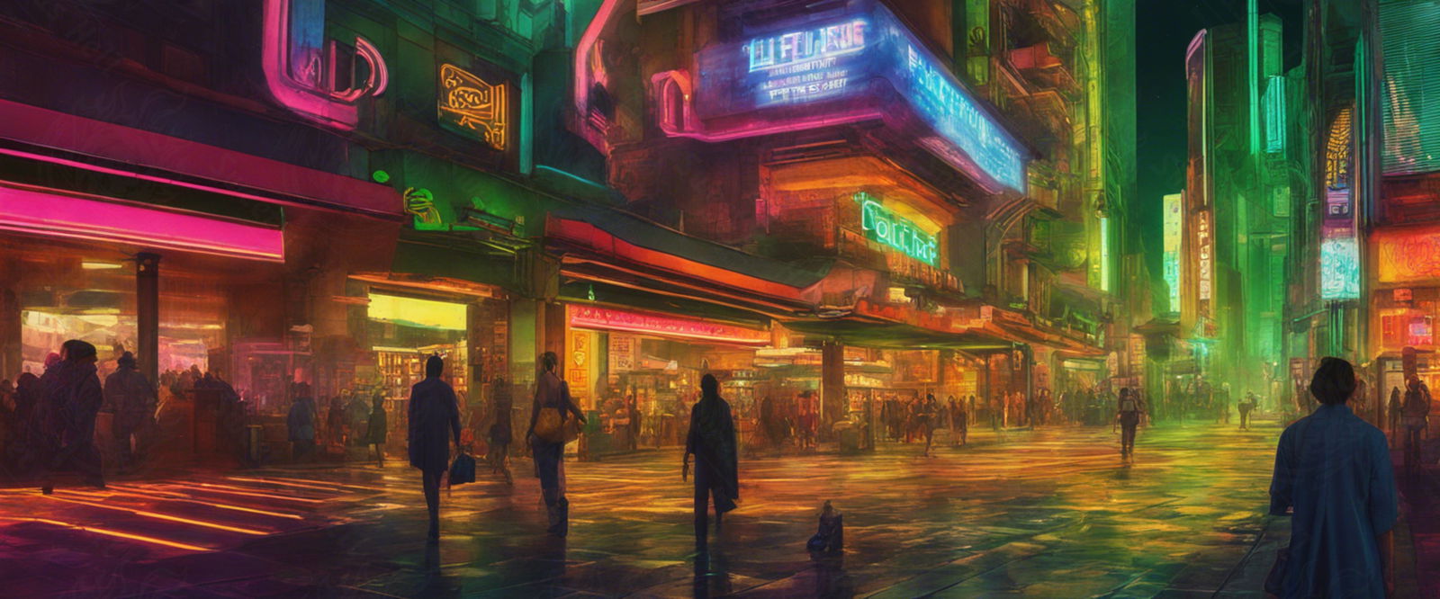 Street Level Illustrated View of a Densely Populated City Set Sometime in the Near Future 0008 SN959 - Sweet As Hell Designs