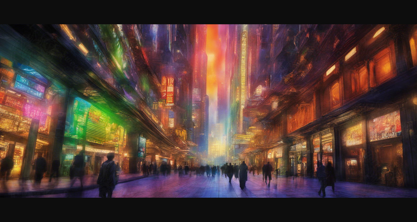 Street Level Illustrated View of a Densely Populated City Set Sometime in the Near Future 0009 SN960 - Sweet As Hell Designs