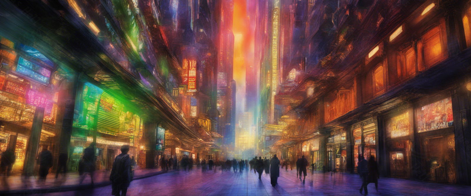 Street Level Illustrated View of a Densely Populated City Set Sometime in the Near Future 0009 SN960 - Sweet As Hell Designs