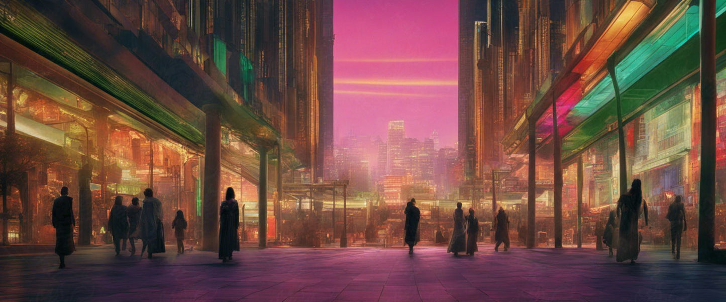 Street Level Illustrated View of a Densely Populated City Set Sometime in the Near Future 0010 SN961 - Sweet As Hell Designs