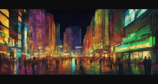 Street Level Illustrated View of a Densely Populated City Set Sometime in the Near Future 0011 SN962 - Sweet As Hell Designs