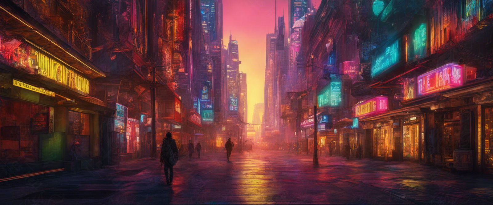 Street Level Illustrated View of a Densely Populated City Set Sometime in the Near Future 0013 SN964 - Sweet As Hell Designs