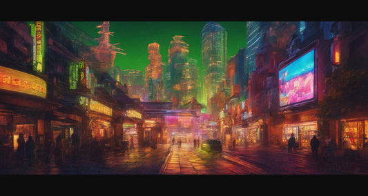 Street Level Illustrated View of a Densely Populated City Set Sometime in the Near Future 0014 SN965 - Sweet As Hell Designs