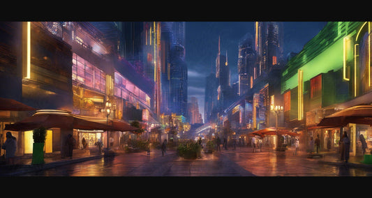 Street Level Illustrated View of a Densely Populated City Set Sometime in the Near Future 0018 SN969 - Sweet As Hell Designs