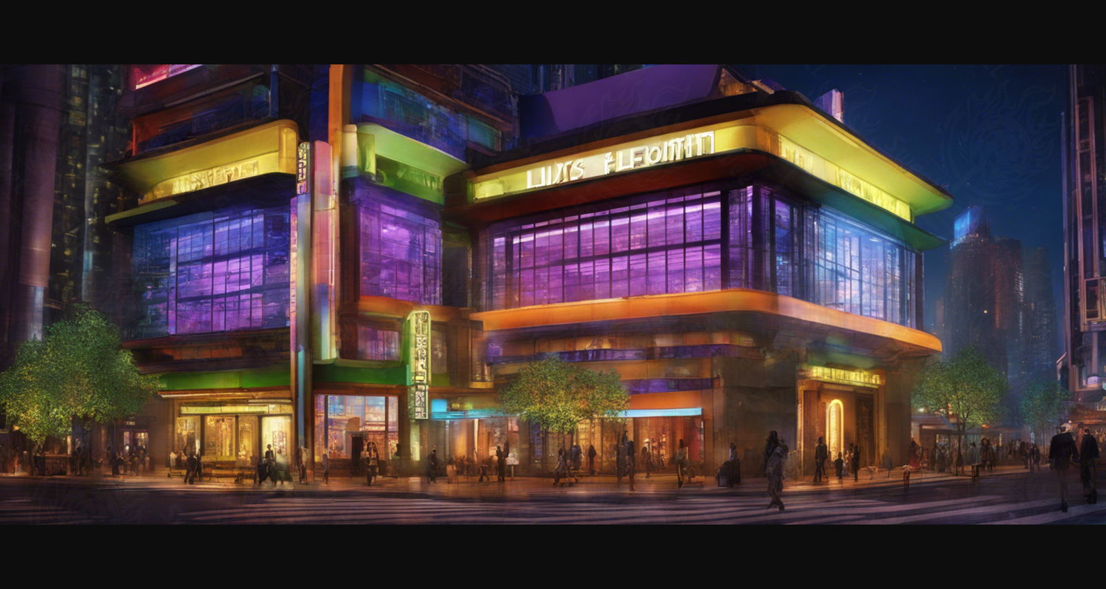 Street Level Illustrated View of a Densely Populated City Set Sometime in the Near Future 0019 SN970 - Sweet As Hell Designs