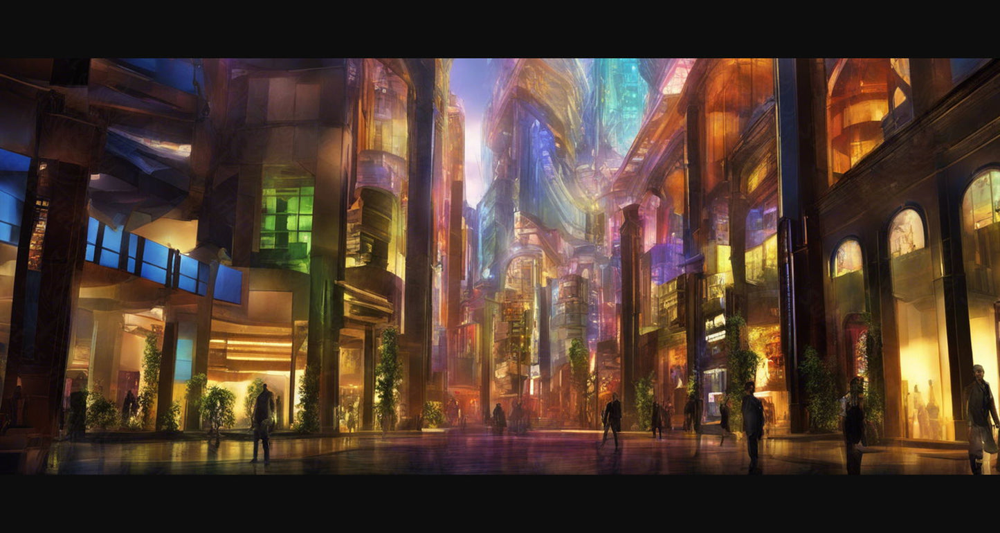 Street Level Illustrated View of a Densely Populated City Set Sometime in the Near Future 0021 SN972 - Sweet As Hell Designs