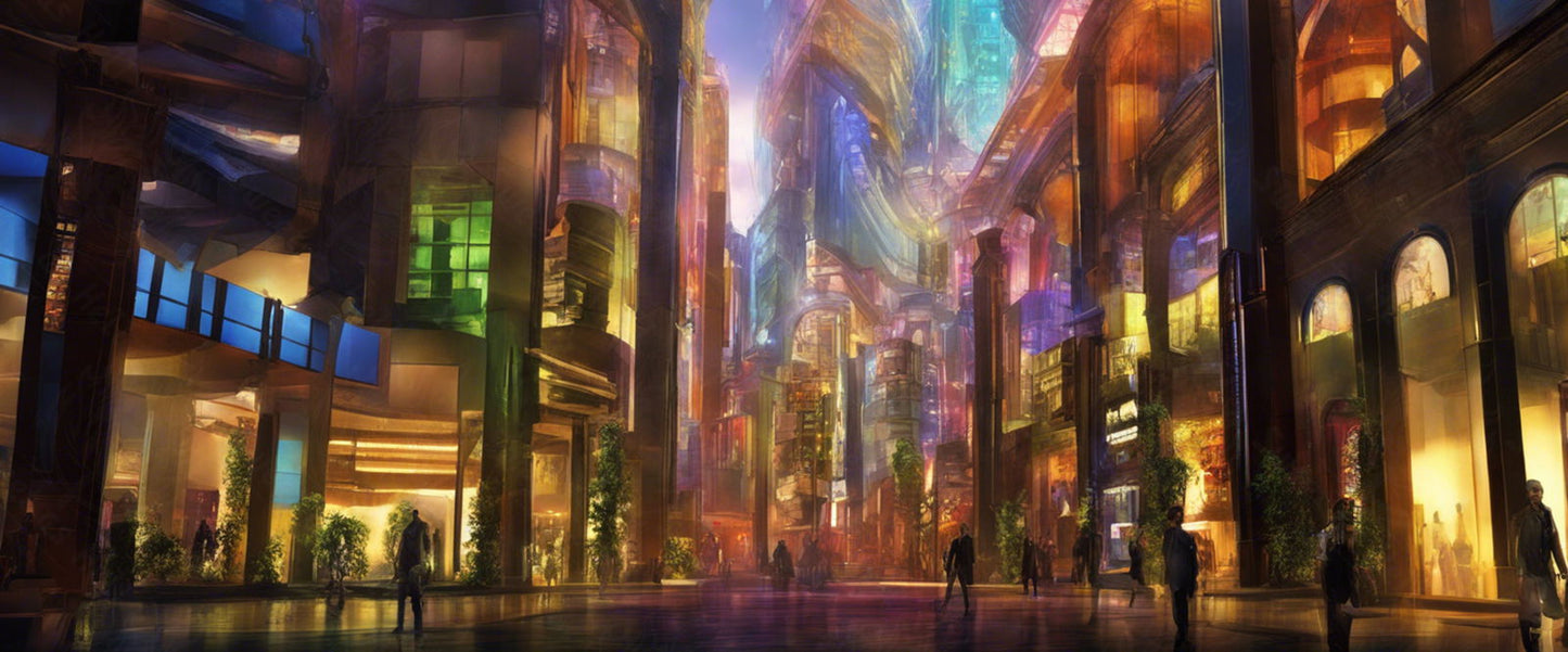 Street Level Illustrated View of a Densely Populated City Set Sometime in the Near Future 0021 SN972 - Sweet As Hell Designs
