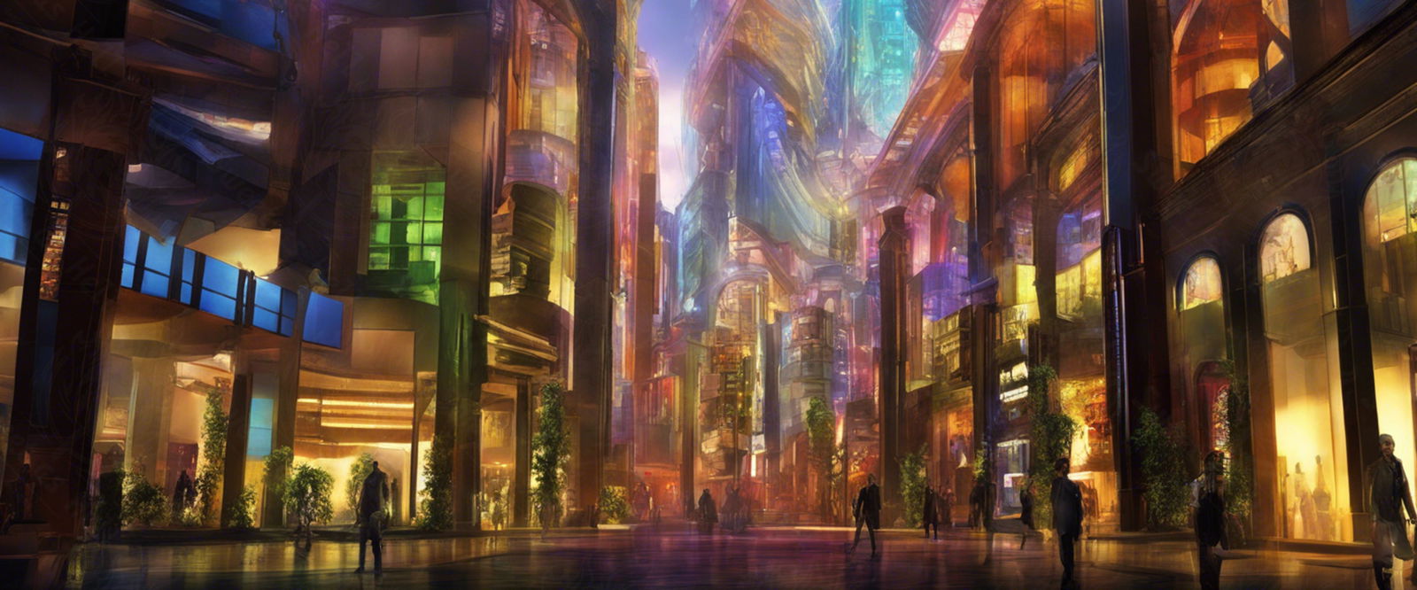 Street Level Illustrated View of a Densely Populated City Set Sometime in the Near Future 0021 SN972 - Sweet As Hell Designs