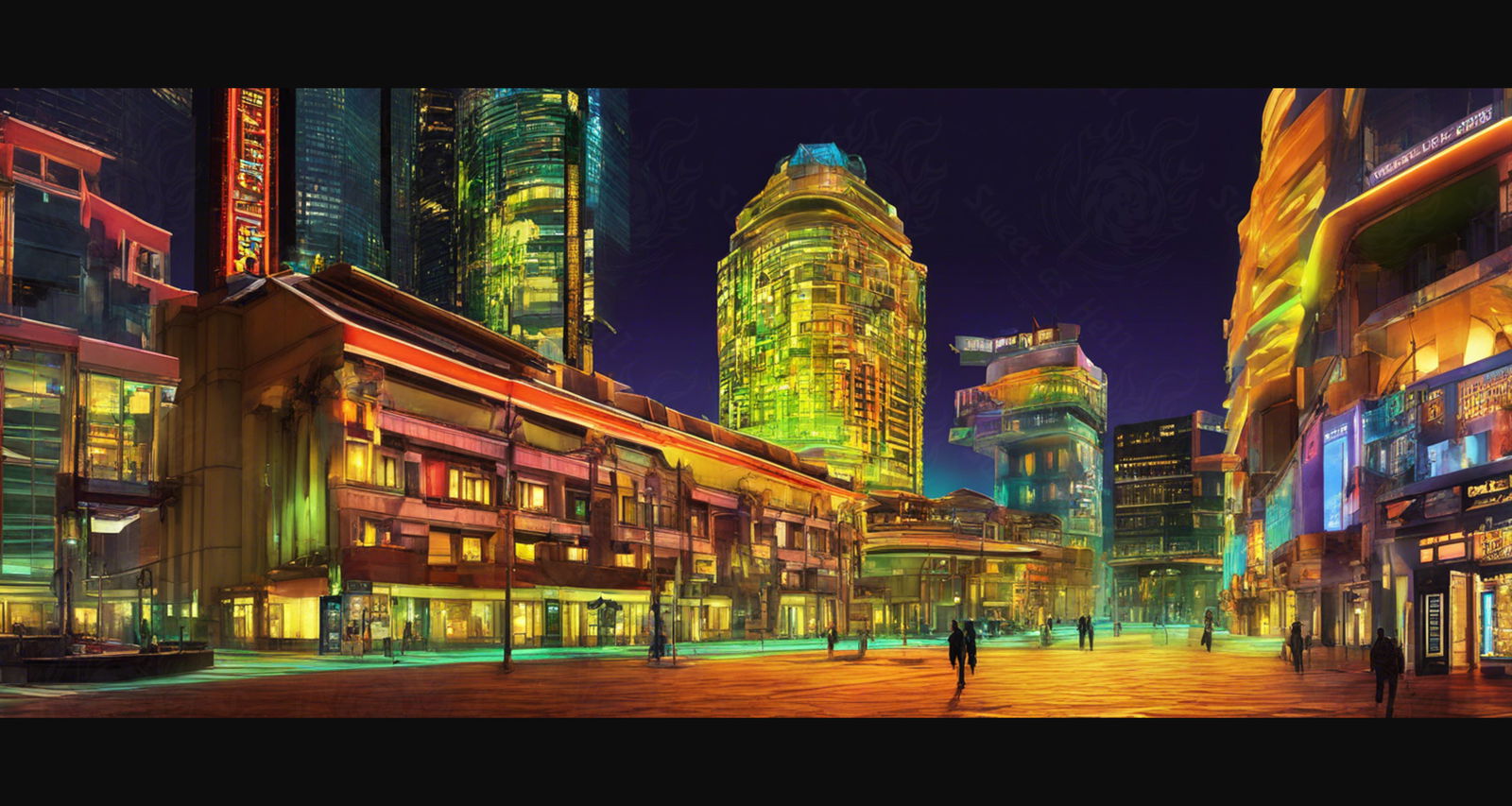 Street Level Illustrated View of a Densely Populated City Set Sometime in the Near Future 0023 SN974 - Sweet As Hell Designs