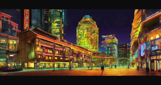 Street Level Illustrated View of a Densely Populated City Set Sometime in the Near Future 0023 SN974 - Sweet As Hell Designs