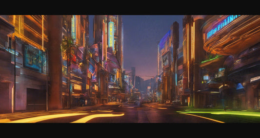 Street Level Illustrated View of a Densely Populated City Set Sometime in the Near Future 0024 SN975 - Sweet As Hell Designs