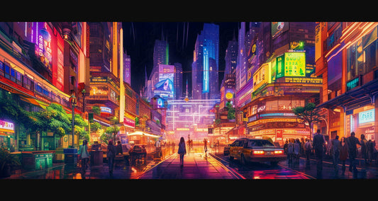 Street Level Illustrated View of a Densely Populated City Set Sometime in the Near Future 0027 SN978 - Sweet As Hell Designs