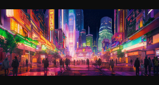 Street Level Illustrated View of a Densely Populated City Set Sometime in the Near Future 0028 SN979 - Sweet As Hell Designs